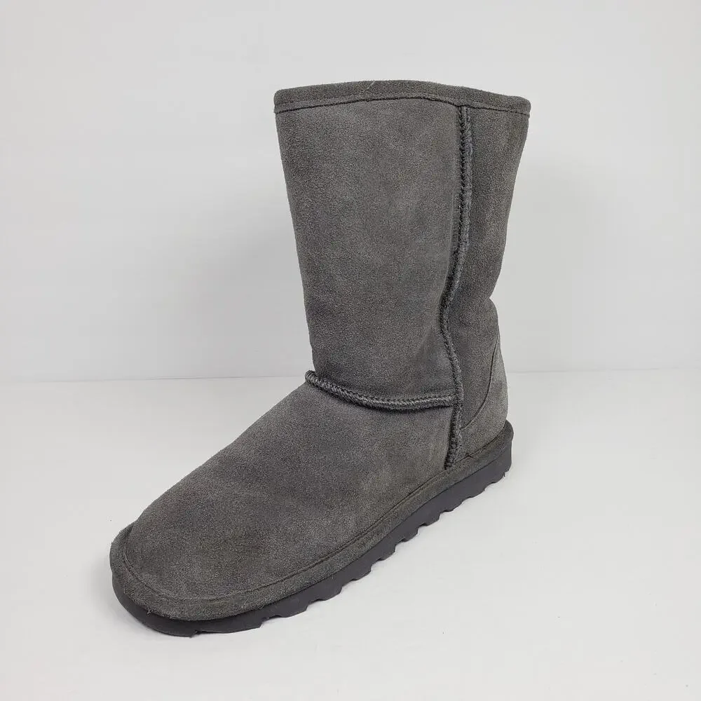 BearPaw Elle Short Womens Size 10 Gray Suede Sheepskin Warm Winter Boots 1962W